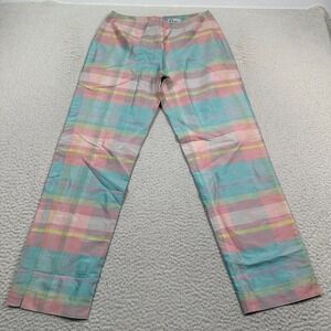 Vintage Lilly‎ Pulitzer Silk Pants Womens 8 Plaid Lined Pastel Pink Blue Zip